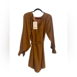 Sezane brown polka dot silk dress - new with tags